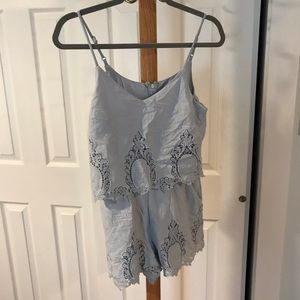 Saks Fifth Avenue Light Blue Lace Romper